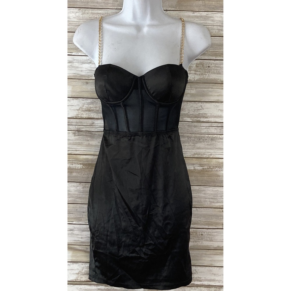NEW Tic:Toc Small S Black 1-Piece Chain Strap Dress j341